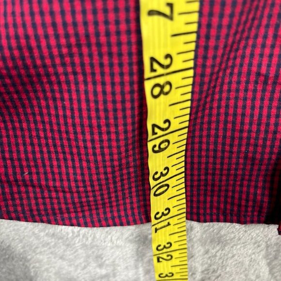Chaps Long Sleeve Shirt Mens Medium Burgundy Red Checkered Stretch Easy Care - Picture 10 of 10